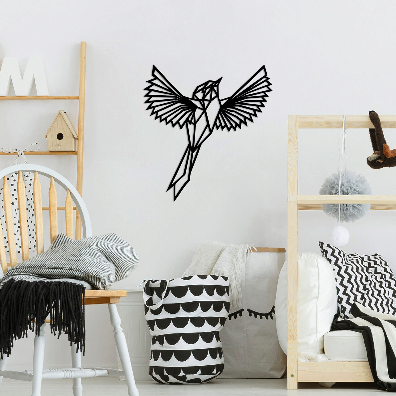 Decoratiune de perete, King Bird, Dimensiune: 70 x 75 cm, Negru - imagine 6